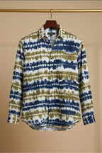 Grove — Olive Indigo Shibori Cotton Shirt by Hilo Design | Grocsy