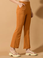Myshka Women's Mustard Flared Party Trouser | Grocsy