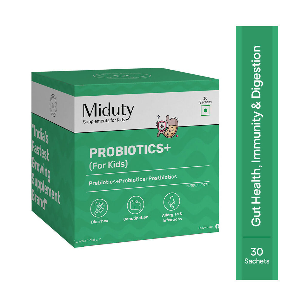Miduty Probiotics+ Kids - Pre, Pro & Postbiotic, 6B CFU, Sunfiber, Butyrate – Gut & Immune Support | Grocsy