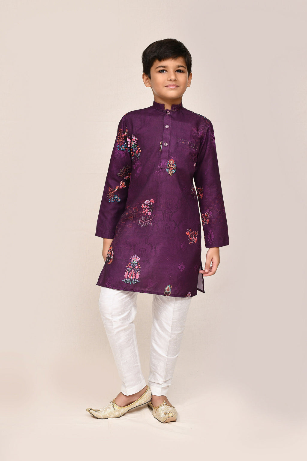 Joban Fashion Art Silk Purple Kurta With Straight Fit Pant | Grocsy
