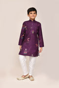Joban Fashion Art Silk Purple Kurta With Straight Fit Pant | Grocsy