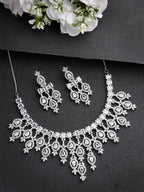 NVR Women's Silver-Plated Cubic Zirconia Studded Handcrafted Jewellery Set | Grocsy