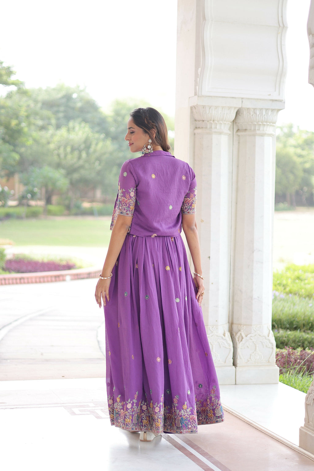 Joban Fashion Purple Readymade Kurta Set With Sequence embroidery Work | Grocsy