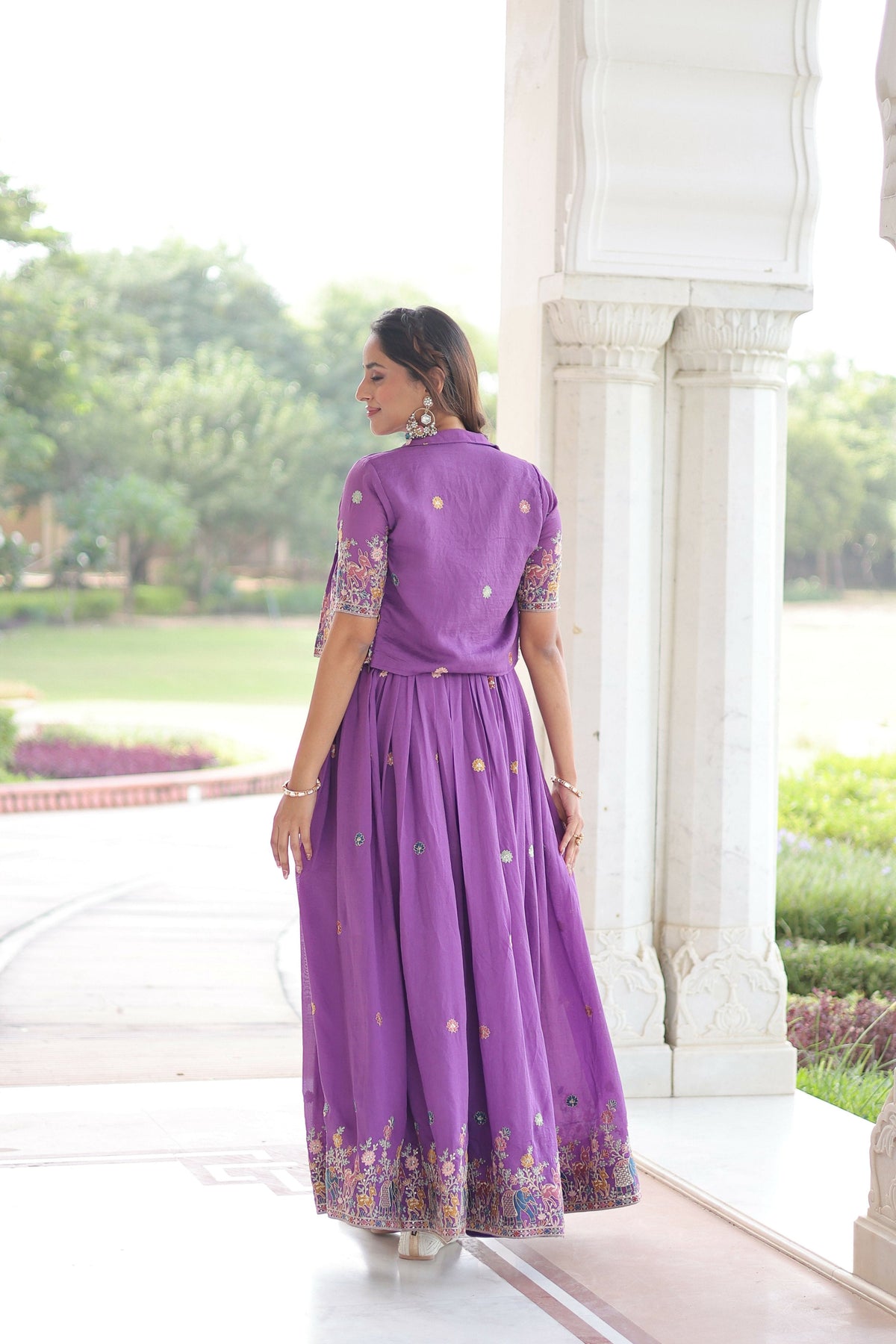 Joban Fashion Purple Readymade Kurta Set With Sequence embroidery Work | Grocsy