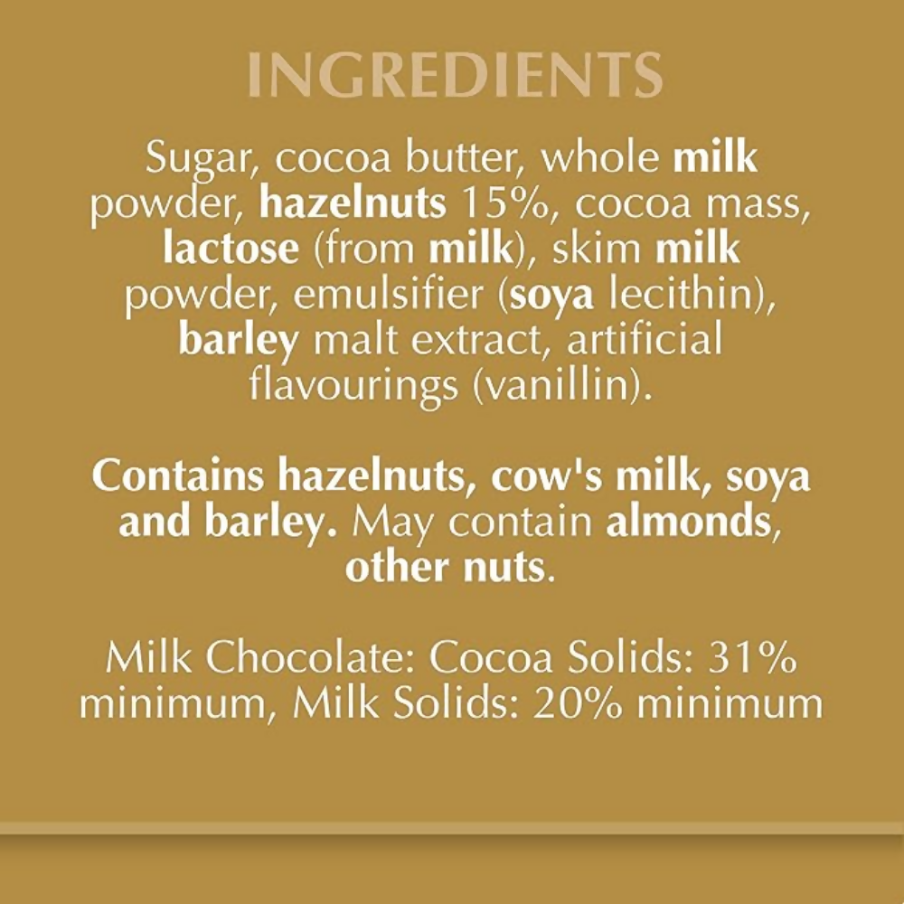 Lindt Gold Tab Chocolate with Hazelnut | Grocsy