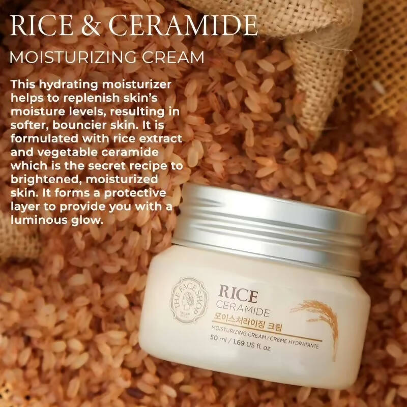 The Face Shop Rice & Ceramide Moisturizing Cream - Korean Skincare | Grocsy
