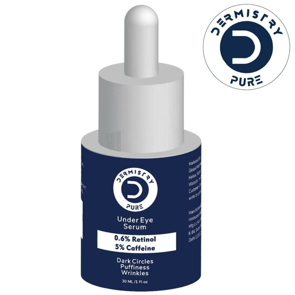 Dermistry Pure 0.6% Retinol 5% Caffeine Under Eye Serum Puffiness Fine Line Wrinkles Puffy Dark Eyes | Grocsy