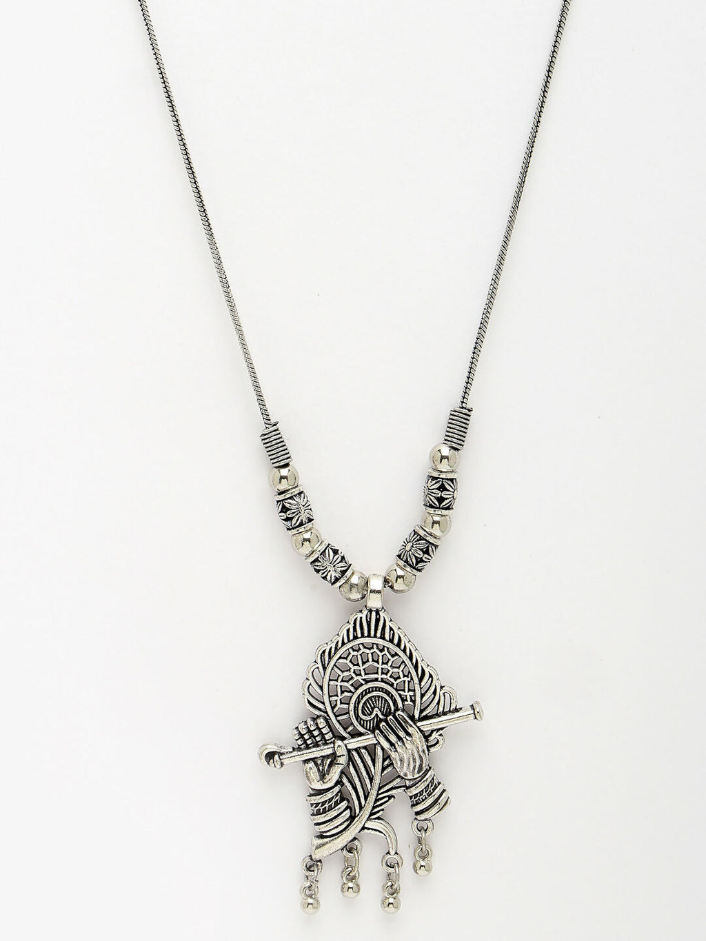 NVR Women's Silver-Toned German Silver Oxidised Pendant with Chain | Grocsy
