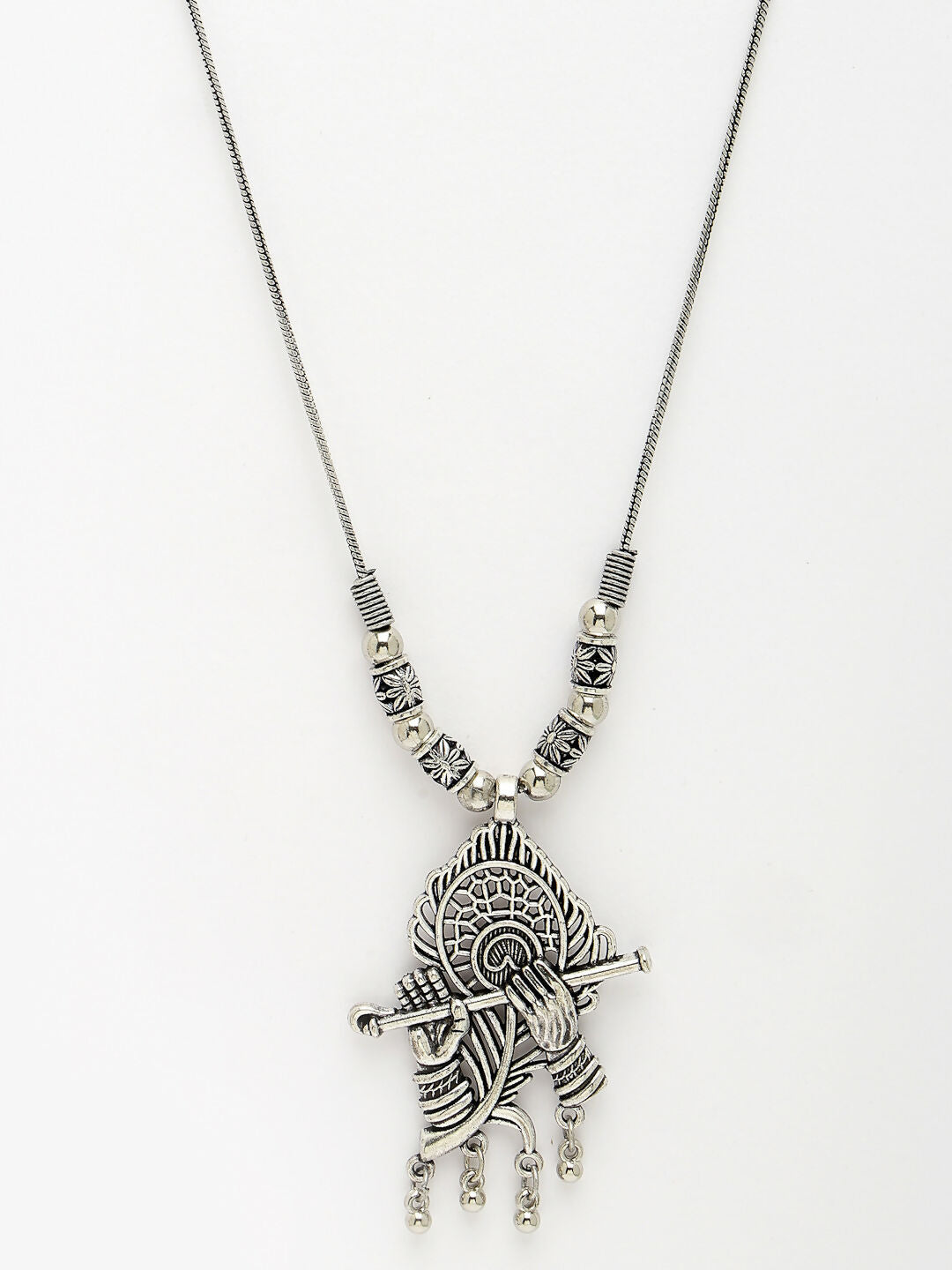 NVR Women's Silver-Toned German Silver Oxidised Pendant with Chain | Grocsy