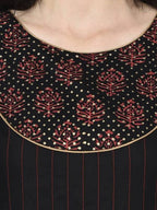 Aniyah Rayon Black Color Block Print Anarkali Kurta (AN-187K) | Grocsy