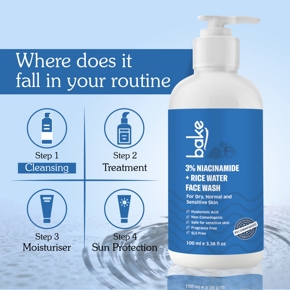 Bake 3% Niacinamide Face Wash with Rice Water | Grocsy