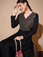 Myshka Women Black Solid Kurtas | Grocsy