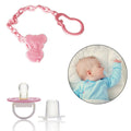Safe-O-Kid Animal Design Silicone Pacifier/Soother With Holder Chain And Clip, Pink | Grocsy
