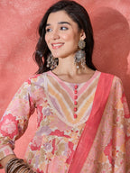Joban Fashion Printed Pink Pure Cotton Kurta Set | Grocsy
