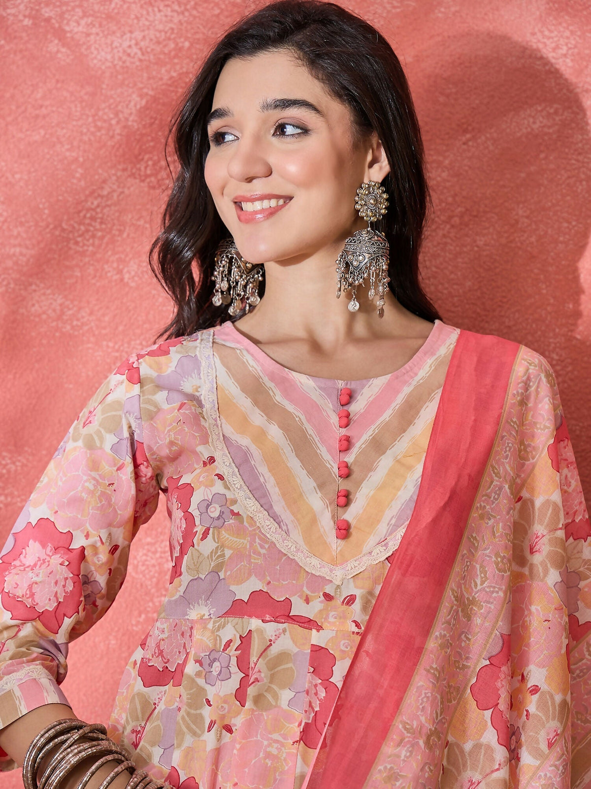 Joban Fashion Printed Pink Pure Cotton Kurta Set | Grocsy