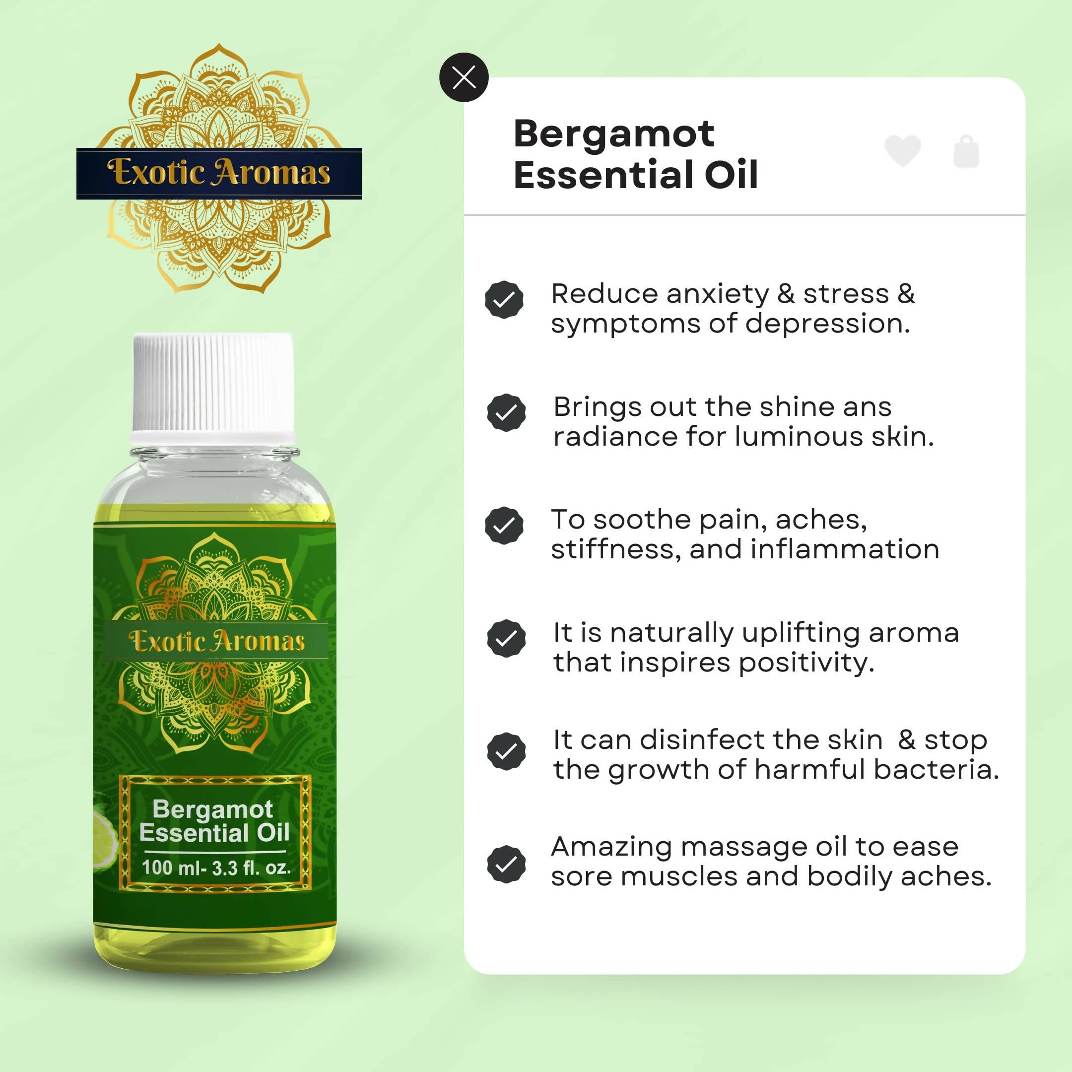 Exotic Aromas Bergamot Essential Oil | Grocsy