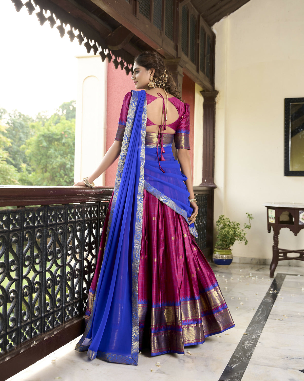 Lorenvalley Ranipink Cotton Silk Weaving Work With Paithani Concept Lehenga Choli | Grocsy