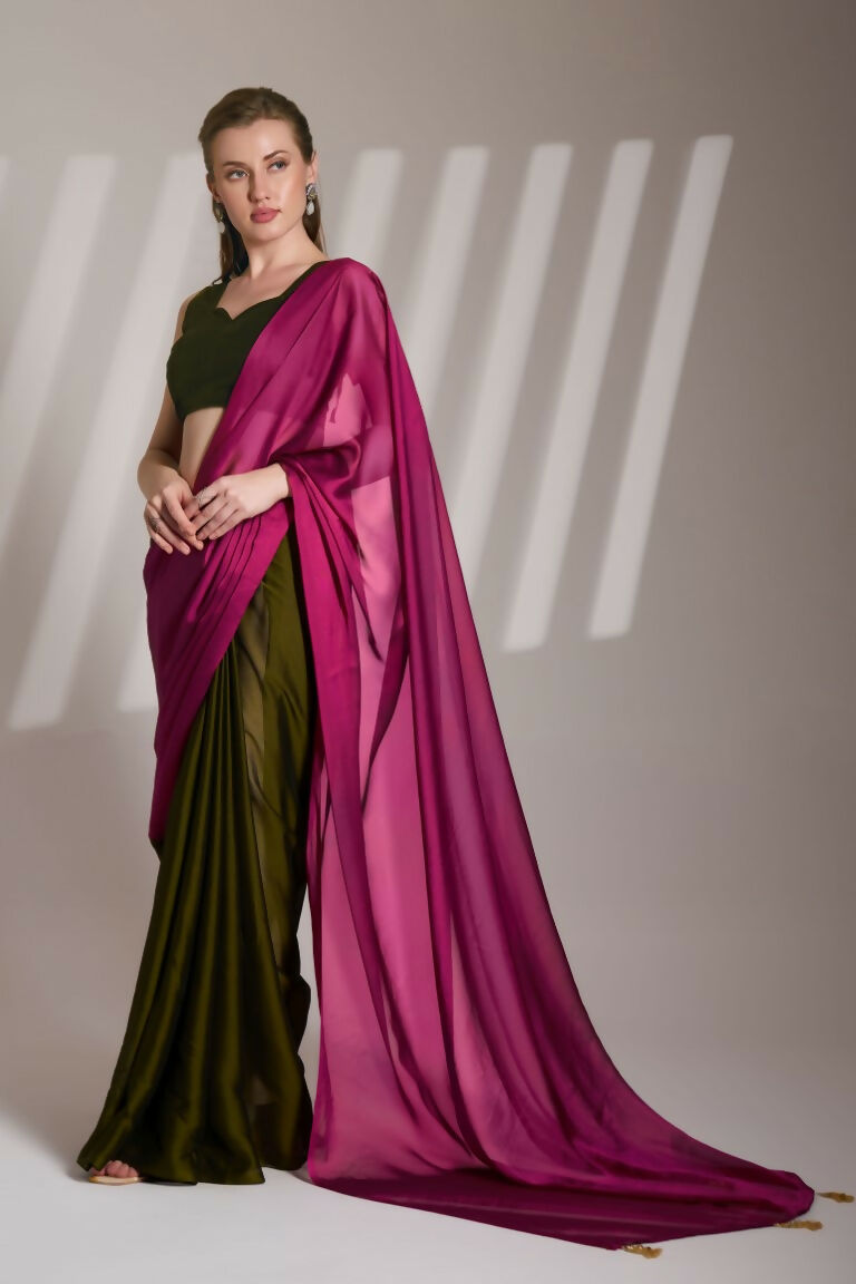 Pink Satin Rangoli Solid Fancy Designer Saree - Nafisa | Grocsy