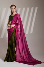 Pink Satin Rangoli Solid Fancy Designer Saree - Nafisa | Grocsy