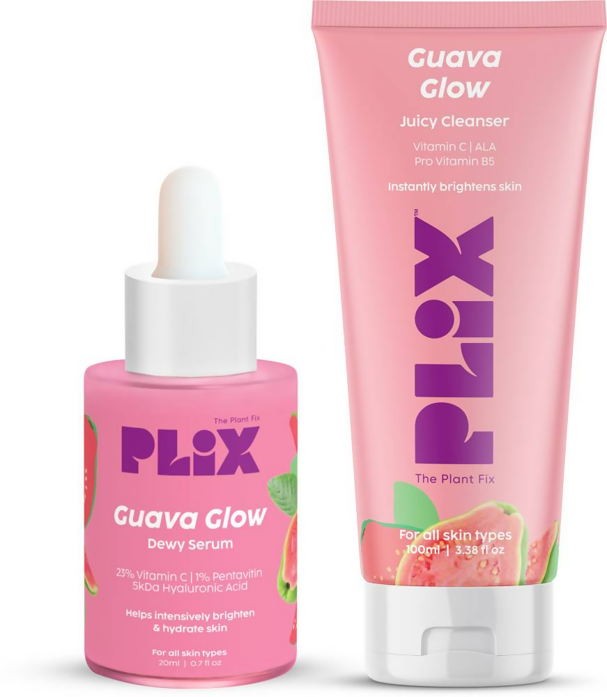 The Plant Fix Plix 23% Vitamin C Guava Face Serum & Vitamin C Guava Juicy Face Wash Combo | Grocsy