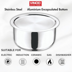Vinod Stainless Steel 304 Grade Tope/Patila/Topiya with Lid - Induction and Gas Stove Friendly | Grocsy