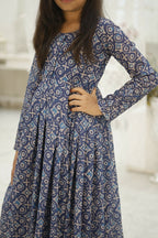 Aayaa Designer Printed Faux Georgette with Embroidery Zari Sequins-work Kids Gown | Grocsy