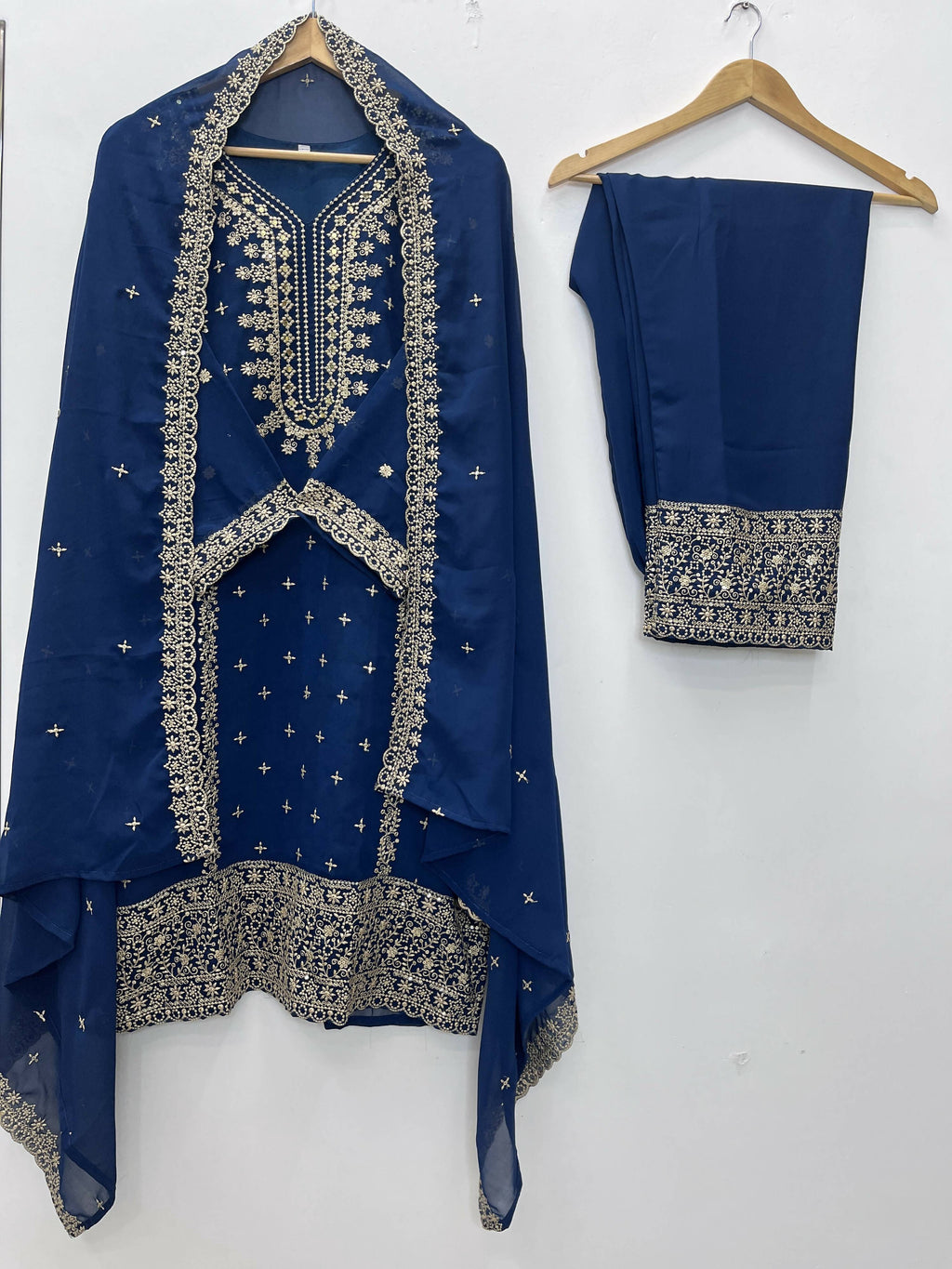 Teeya Creation Blue Color Faux Georgette Embroidery Work Party Wear Salwar Suit | Grocsy