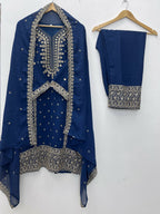 Teeya Creation Blue Color Faux Georgette Embroidery Work Party Wear Salwar Suit | Grocsy