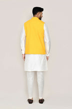 Joban Fashion White Colored Art Silk Fabric Kurta, Jacket With Straight Fit Pant | Grocsy