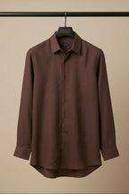 Earthline— Brown Cotton Shirt by Hilo Design | Grocsy