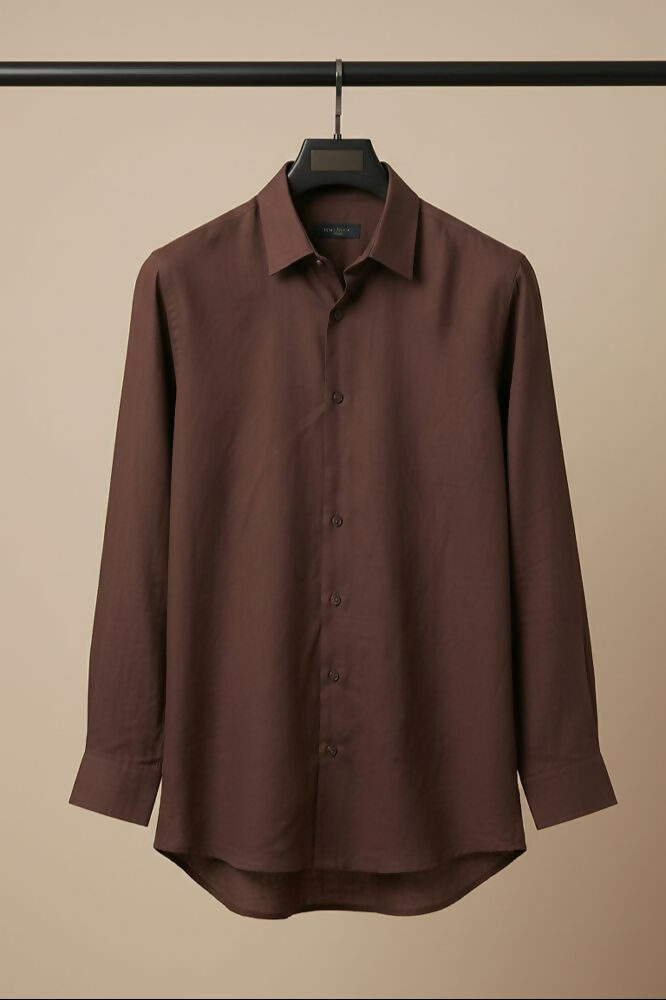 Earthline— Brown Cotton Shirt by Hilo Design | Grocsy