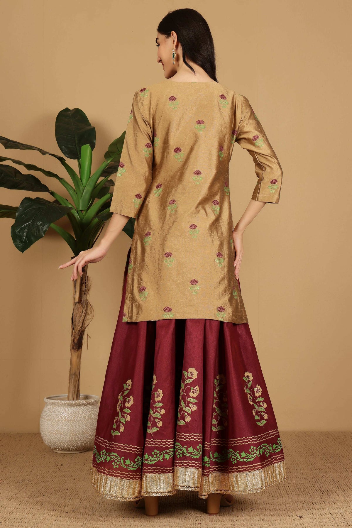 Joban Fashion Beige Silk Lehenga Set | Grocsy