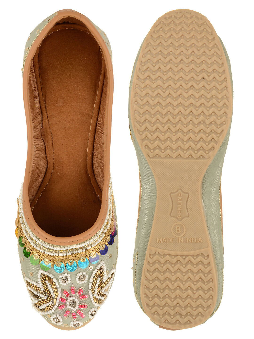 Desi Colour Women Indian Ethnic Footwear-Grey MultiColour | Grocsy