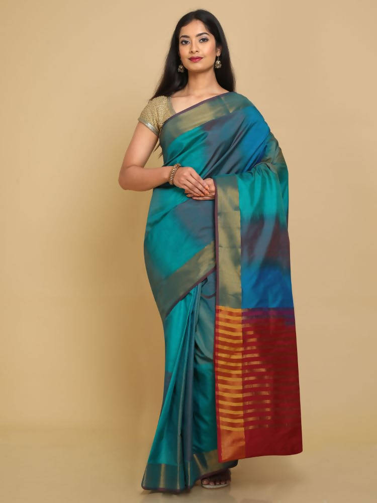 Kalamandir Woven Design Ikkat Print Multi Color Uppada Saree | Grocsy
