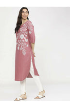 Cheera Embellished Daily Wear Cotton Blend Kurta - Peach | Grocsy