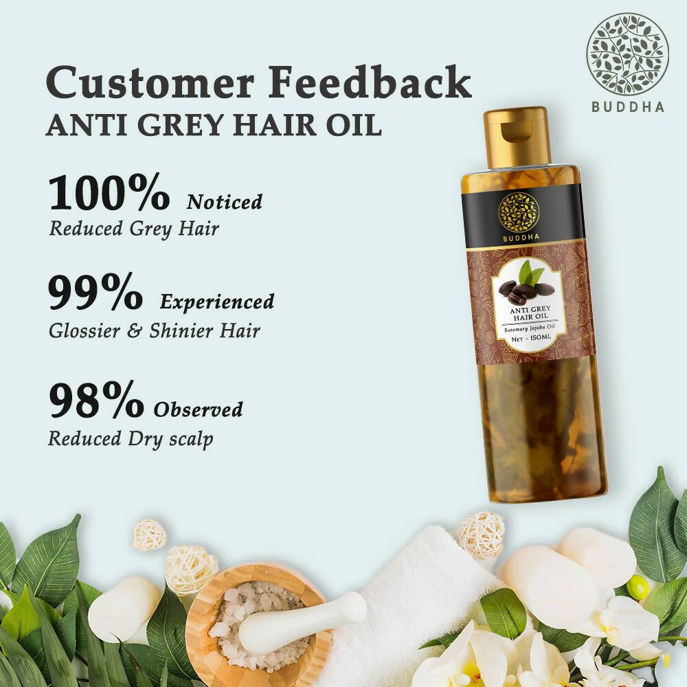 Buddha Natural Anti Grey Hair Oil For Anti Greying and Natural Hair Color | Grocsy