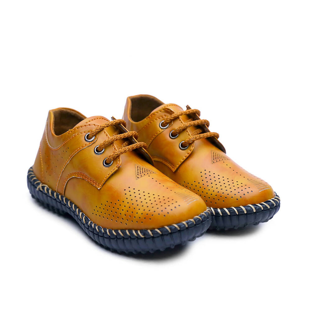 Tiny Bugs Boys Casual Lace Up Shoes - Tan | Grocsy