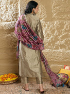 Indo Era Women Floral Embroidered Regular Thread Work Kurta with Trousers & Dupatta | Grocsy