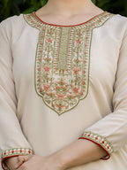 The52 Women's Beautiful Rayon Fabric Embroidery Work Straight Kurta Pant and Dupatta Set | Grocsy