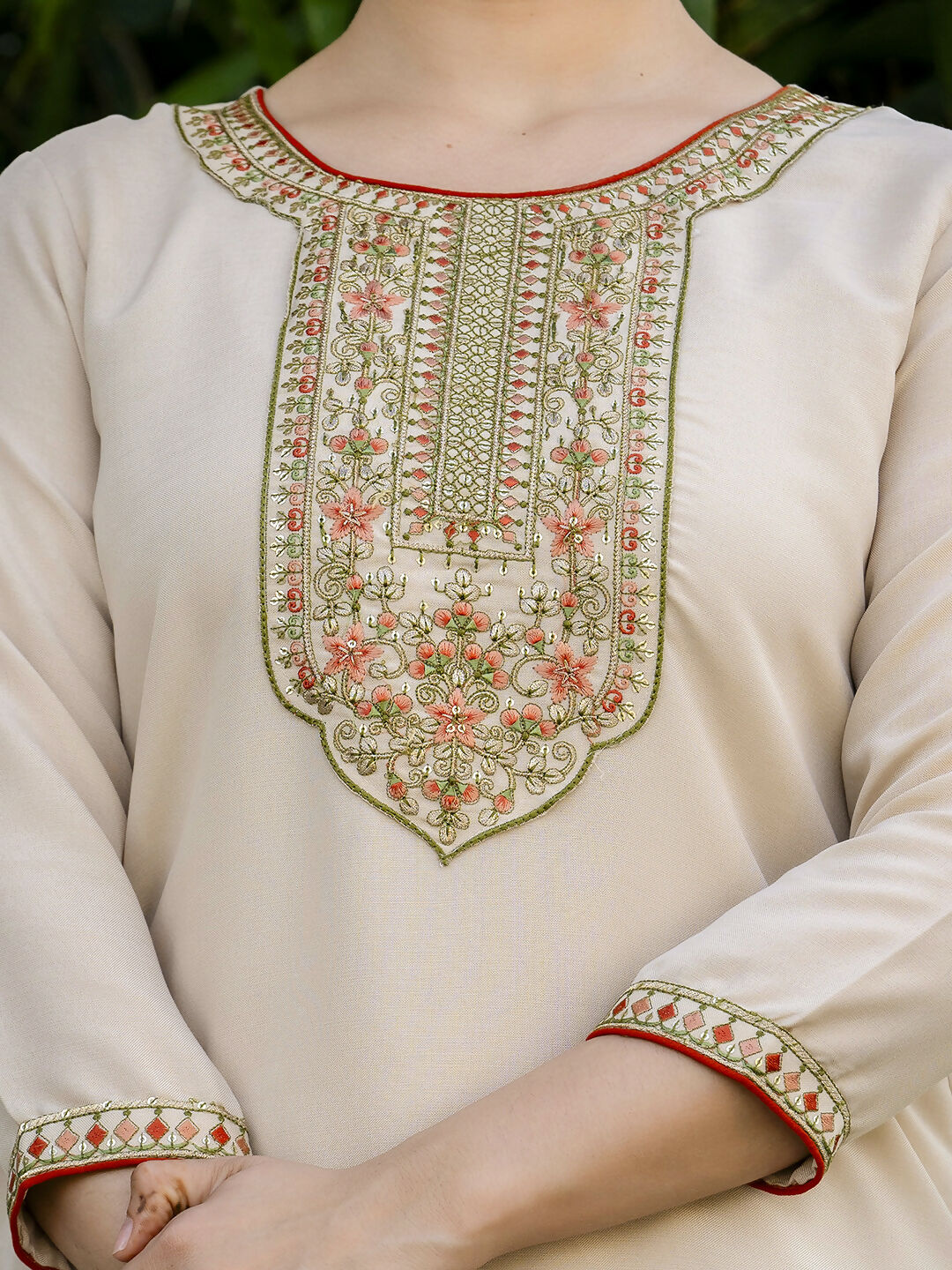 The52 Women's Beautiful Rayon Fabric Embroidery Work Straight Kurta Pant and Dupatta Set | Grocsy