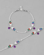VOJ Set of 2 Mutli Color Meenakari Anklet | Grocsy
