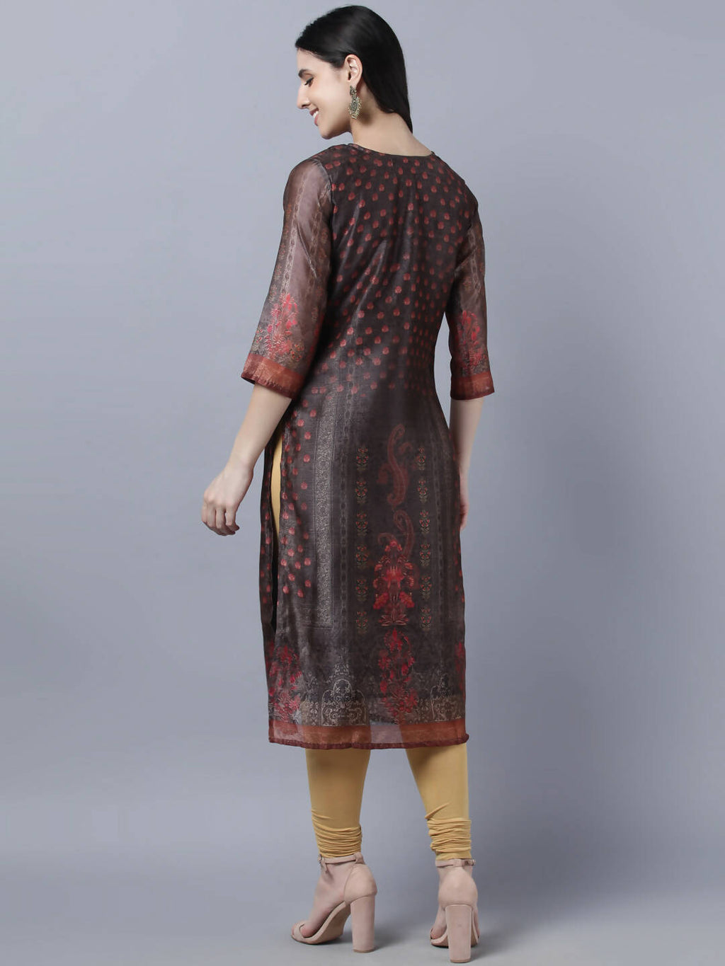 Myshka Women Multicoloured Ethnic Motifs Chanderi Silk Kurta | Grocsy