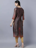Myshka Women Multicoloured Ethnic Motifs Chanderi Silk Kurta | Grocsy