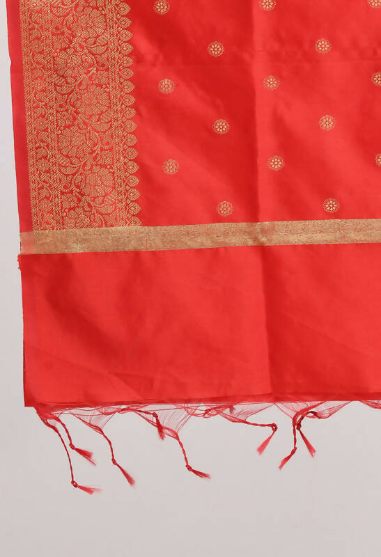 Mominos Fashion Moeza Women's Banarsi Silk Woven Design Red Dupatta | Grocsy