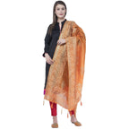 A R Silk Orange Color Silk Pahadi Print Dupattas and Chunnis | Grocsy