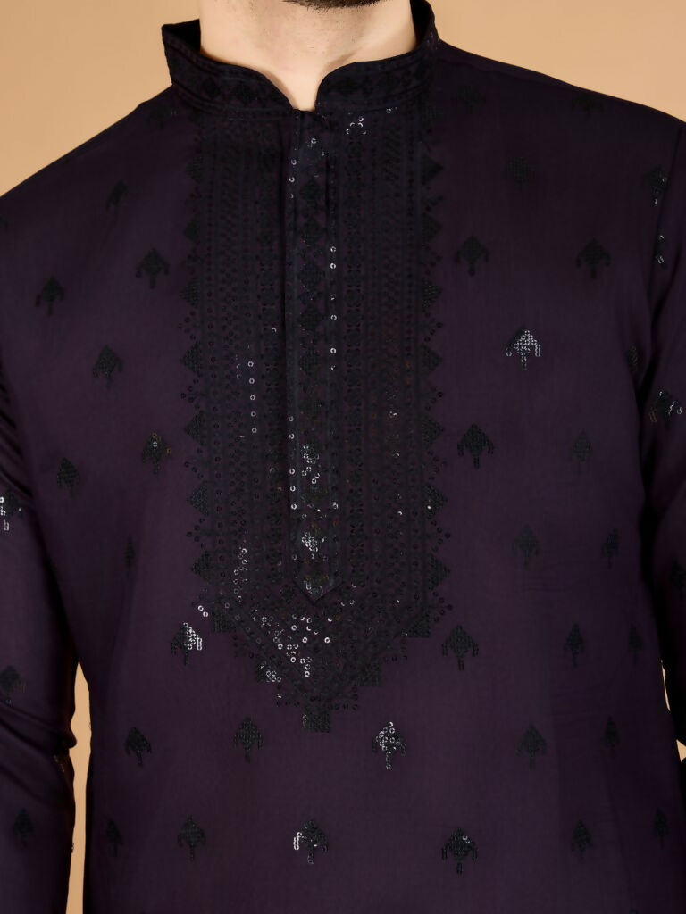 Vastranavya Purple Exclusive Festival Wear Viscose Silk Thread with Sequence Embroidered Work Kurta with Dupatta | Grocsy