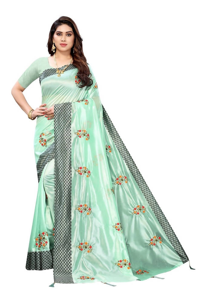 Vamika Green Crepe Embroidery Saree (Nirali Green) | Grocsy