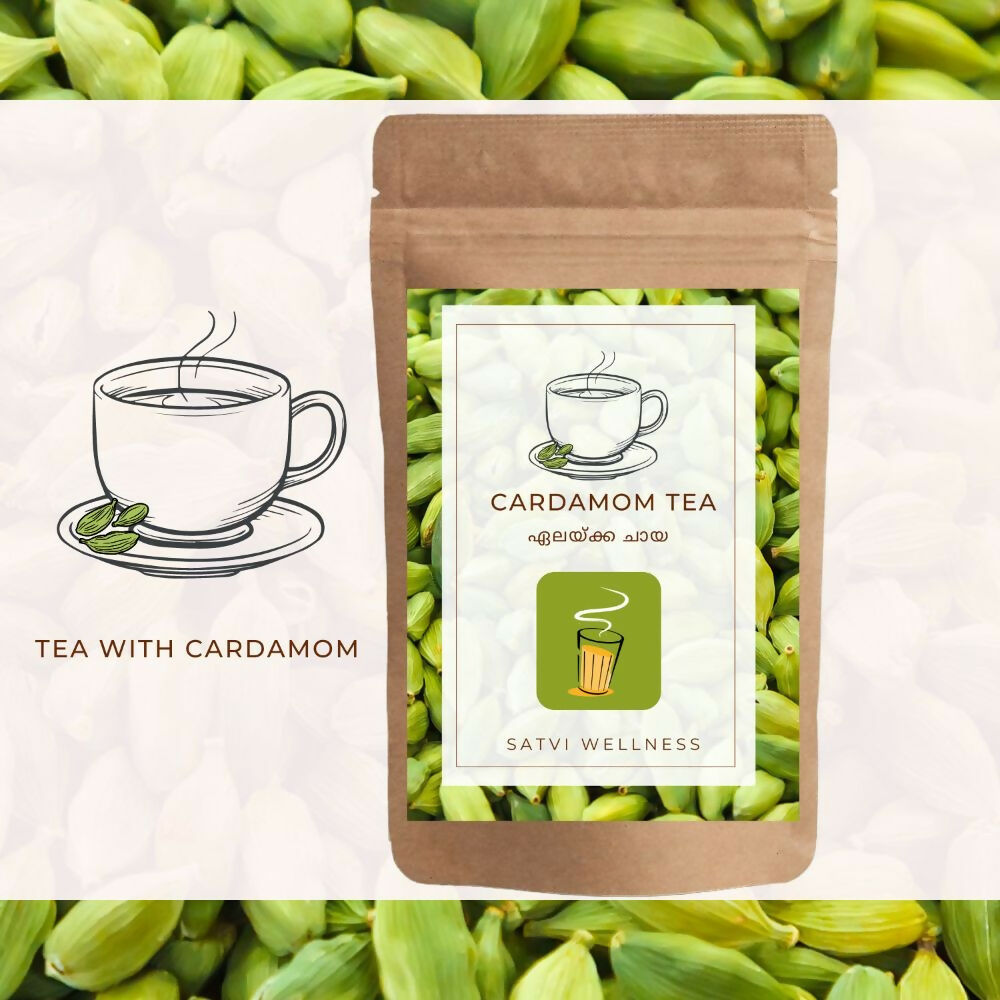 Satvi Wellness Cardamom Tea | Elachi tea | Natural Cardamon with Black Tea | Grocsy