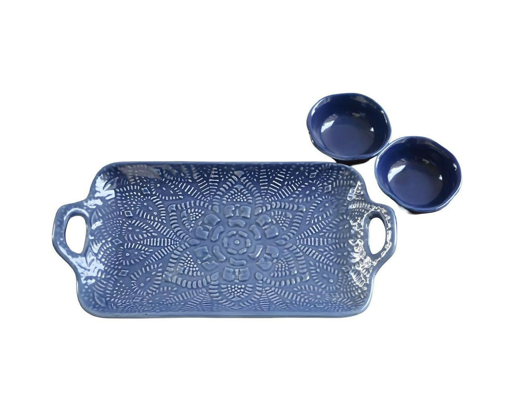 Collectibles India Flower Bloom Platter with Dip Bowls | Grocsy