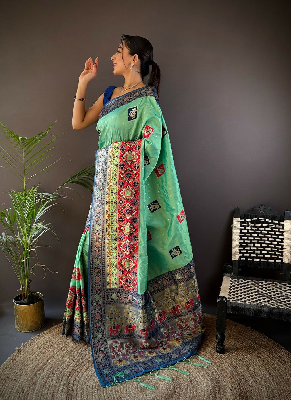 Joban Fashion Royal Blue Small Butti Banarasi Silk Sarees | Grocsy
